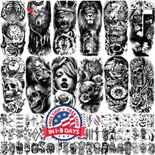 72 hojas de tatuajes temporales media manga en 3D para hombres mujeres y adultos