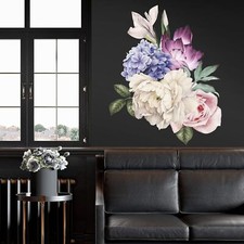 Watercolor Peony Flower Wall Decor Flower Wall Stickers Removable Floral Wall...