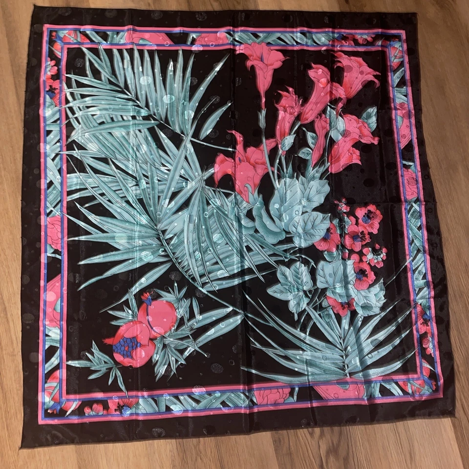 Bufanda vintage años 60 pansy geranio helecho Emilio Pucci oferta 4 caridad ❤️blt7m89 Foto 4 de 4