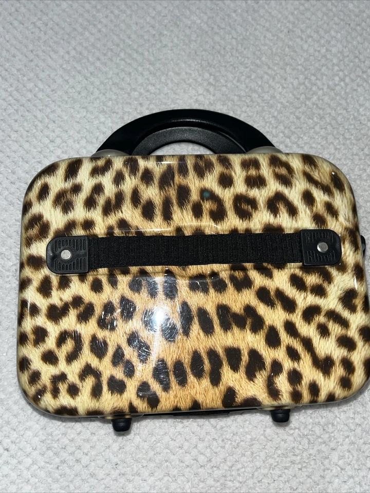 Estuche rígido cosmético con estampado de guepardo Heys metálico 12” X 9” sin correa*LEER* Foto 3 de 4