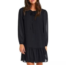 Draper James Ladies Tie Neck Flounce Shift Dress Size Small Black