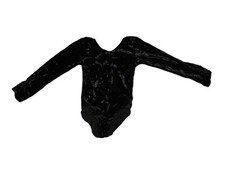 Girl Danskin Now Solid Black Velour Long Sleeve Dance Leotard Size XS 4/5