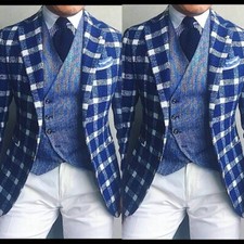 Men Suits Regular Fit Notch Lapel Formal Business Casual Wedding Party 2 Pcs