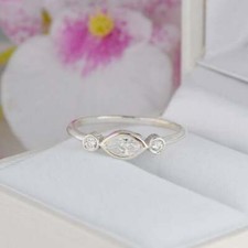 Three Stone Ring 2.00 Ct Marquise Cut Simulated Diamond 14K White Gold Finish