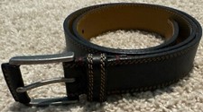 Men’s TRASK Black Leather Belt Size 32 Made In USA