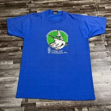 Vintage 90s Ecology & Environment Inc Graphic Tshirt Blue L Single Stitch Birds 
