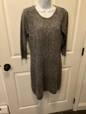 AB Studio Snake skin print sweater-dress 100% acryic Grey 3/4 sleeve size L Soft