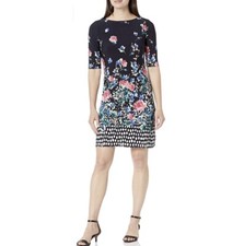 ELIZA J Patterned Elbow Sleeve Sheath Mini Dress Size 10