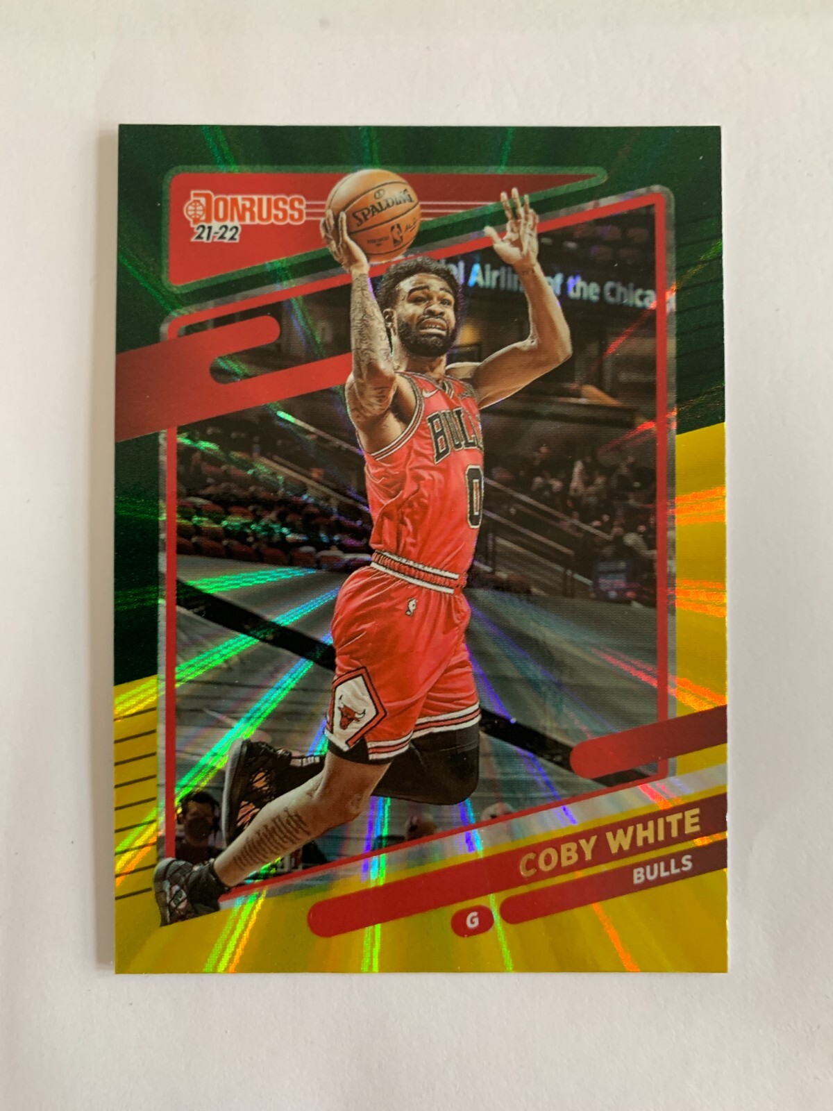 2021-22 Donruss Holo Green and Yellow Laser #165 Coby White - Chicago Bulls