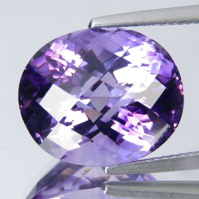 12.92Cts Stunning 100% Natural Amethyst Oval Shape Checker Cut Loose Gemstone