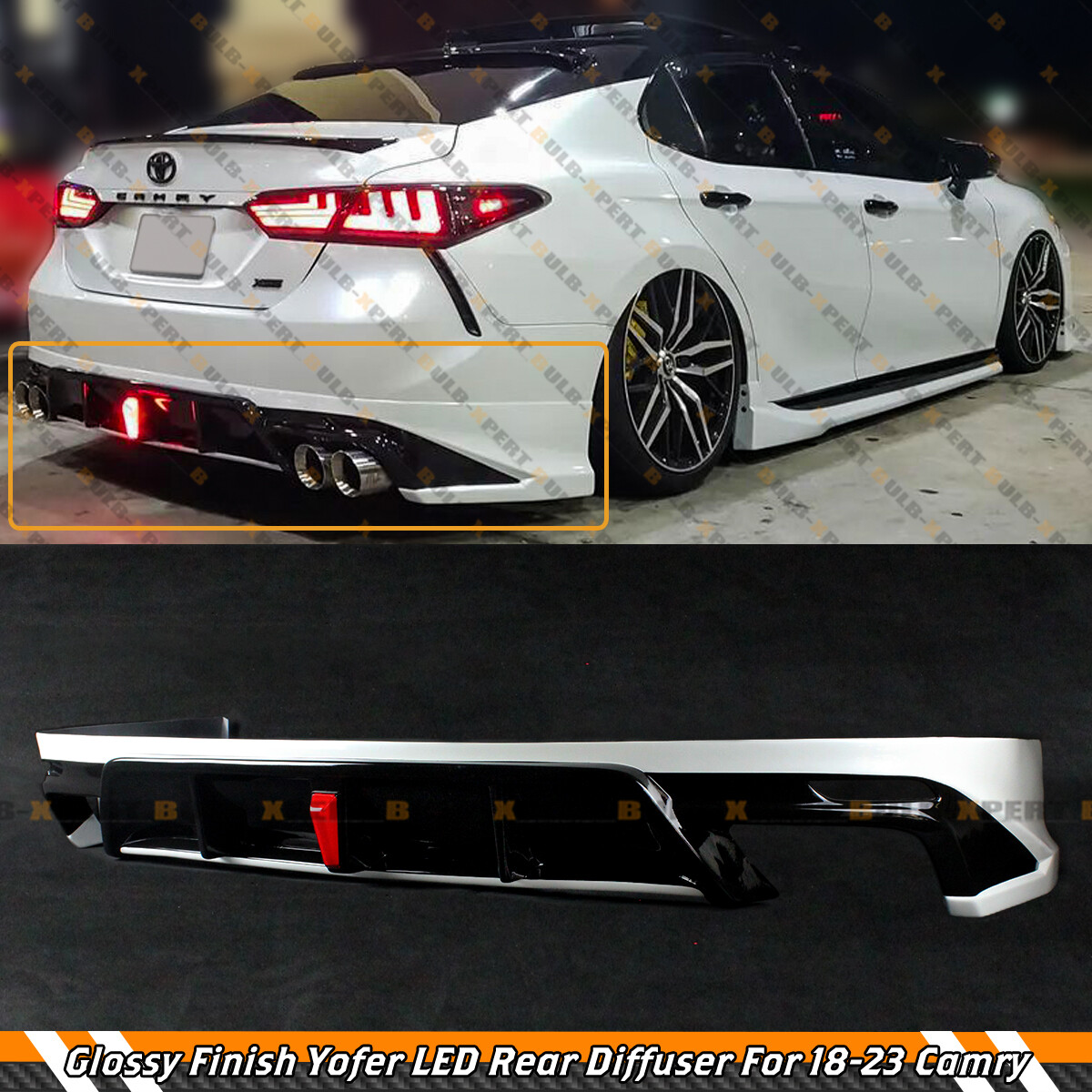 2018-2024 Toyota Camry 8th SE XSE YOFER V1 Rear Diffuser with LED