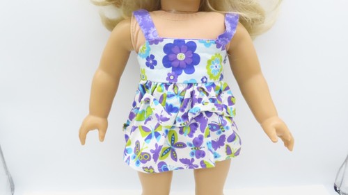 Flowers Butterflies Sleeveless Dress Blue Shoes Doll Not Included Fits Most 18" - Picture 2 of 10