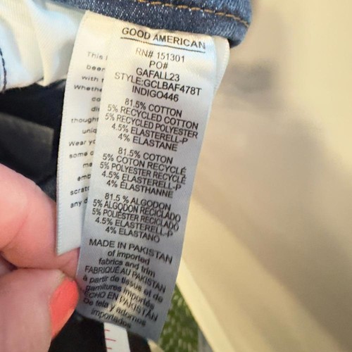 Good American Always Fit Good Classic Slim Bootcut Jeans 6-12 STYLE:GCLBAF478T - Picture 14 of 15