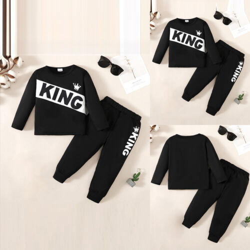 Baby Boy Round Neck Long Sleeve Casual Printing Pullover T-shirt Pant Set Outfit