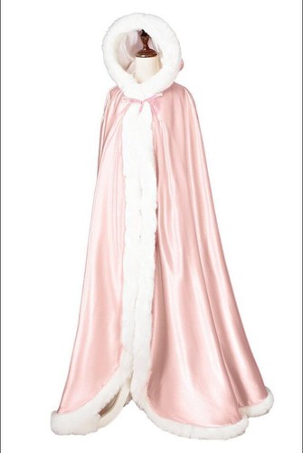 New Bridal Winter Wedding Long Cloak Cape Hooded Fur fur edge Floor length Bride - Picture 6 of 27