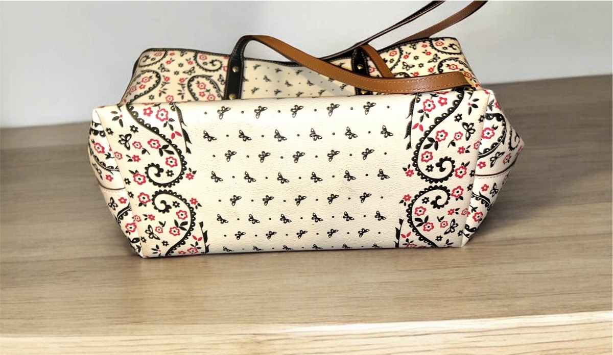 COACH Butterfly Bandana City Zip Tote F59329 - White w/ Paisley