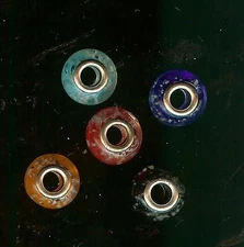 "GLOW IN THE DARK" LUMINOUS GLASS CHARM BEAD - mix colors - 5 PC.