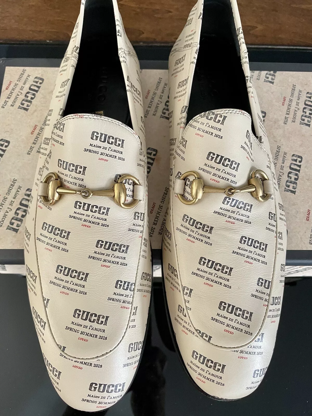 MOCASSINS GUCCI Stamp cuir Horsebit beige Gucci taille 11G