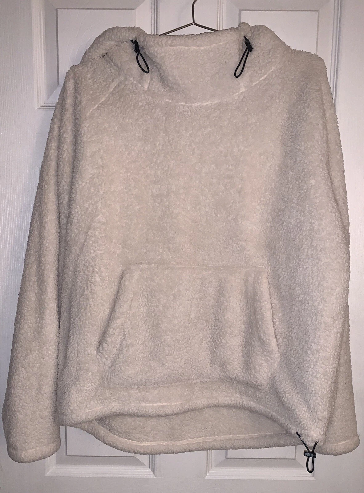 Victoria's Secret Adjustable Sherpa Teddy Cozy Hoodie Funnel Neck Ivory - Medium