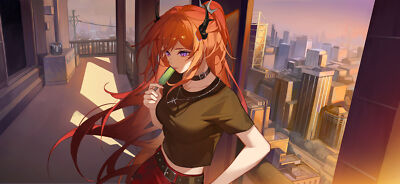 Anime Girls Digital Digital Art 2D Artwork Redhead  Gaming Mat Desk 24108