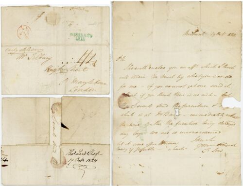 1824 THOS.LORD to MR.TILBURY MIDHURST MILEAGE in EMERALD GREEN 1s 4d PAID - Picture 1 of 4