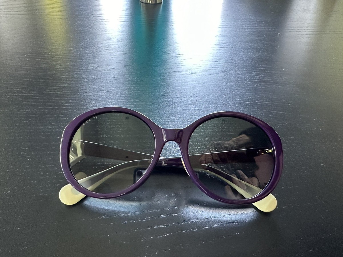 Gucci Round Purple Sunglasses w/ White Trim. New w/out Case 