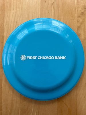 First Chicago Bank Vintage 1970's Advertising - Humphrey Flyer 9'' Blue Frisbee
