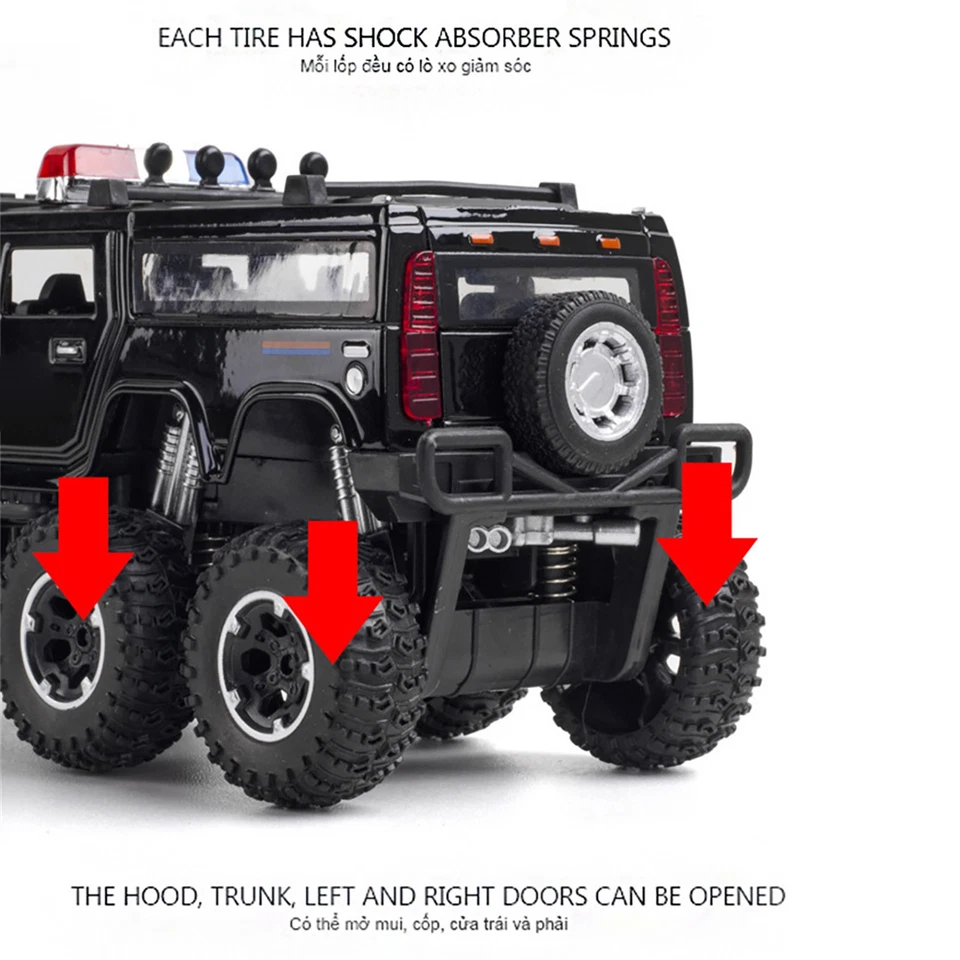 1:32 Model For Hummer H2 Alloy Police Lengthen Car Model Off-road Vehicles d - Image 4 of 4