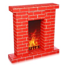 Christmas Fireplace Cardboard 3D Fake 35.5 x 31.5 x 8 Inch Corrugated Firepla...