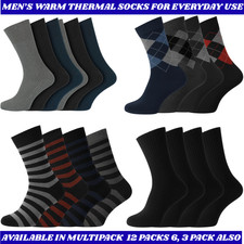 Ultimate 12 Pairs Men's Black Thermal Socks Thick Warm Work Boot Socks Size 6-11