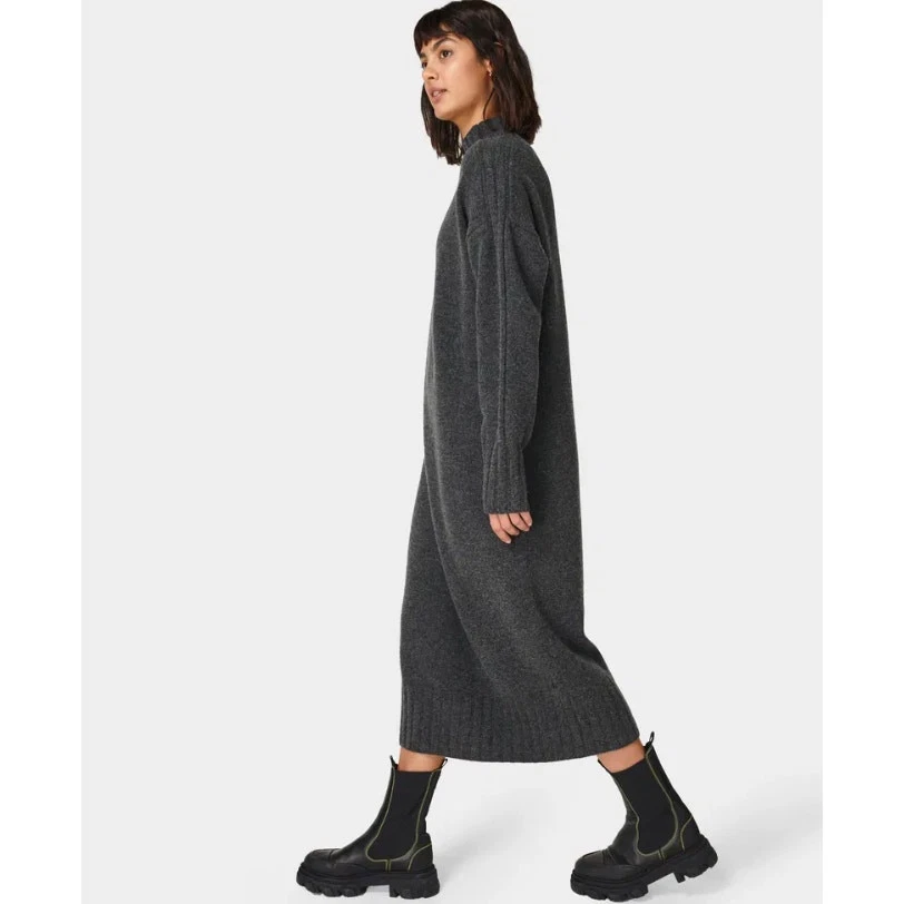 sweaty-betty mountain wool yak turtleneck midi dress sweater