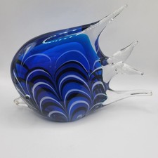 Murano Art Glass Angel Fish Hand Blown Paperweight Figurine Sommerso Swirl
