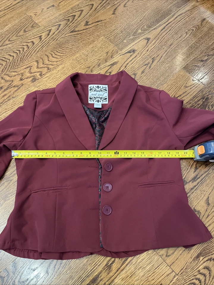Blazer Wet Seal Mujer Chaqueta Talla: XL Granate/Vino Años 90 De Colección Estilo 3 Botones Blazer Foto 4 de 4