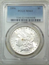 1896 Morgan Silver Dollar PCGS MS62 Frosty Luster Just Graded New Holder #D209M