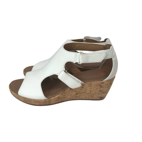 Sandali Clarks donna destrutturati cinturino un plaza pelle zeppa regolabile 9M