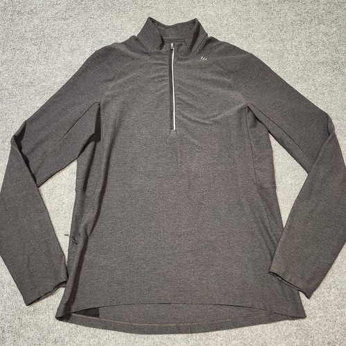 Lululemon Surge Warm Men Medium Heathered Black 1/2 Zip Pullover SlimFit Running