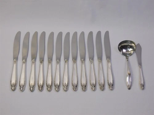 14 Pcs International Sterling Silver Prelude Dinner Knives Ladle Butter Spreader