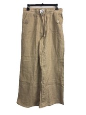 Vintage Guess Linen Pants Size L Beige Drawstring Y2K Minimalist Wide Leg 29”