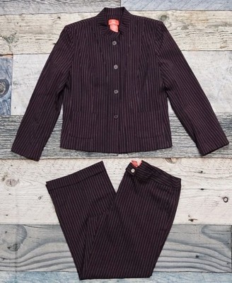 Vintage Oscar De La Renta 2 Piece Pant Set Women s  Blazer 14 & Pants 16 Plum