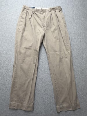 Polo Ralph Lauren Pants Mens 36x32 Beige Ethan Chino Pleated
