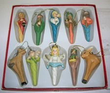 10 pc Nativity Ornament Set Hand Painted Porcelain 4" Tall Lowe's Christmas Tree