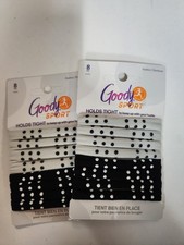 2 Lot Goody Sport Ouchless Seamless Hair Elastics, 8 Count- Gray Black 16 Ties
