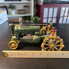 vintage cast iron John Deere tractor toy 8inch.