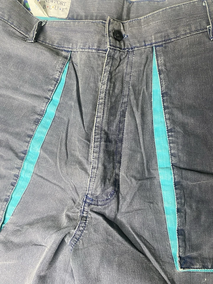 Bermuda masculina retrô Newport azul vintage barco anos 90 desgaste marinho tamanho 38 cargo - Imagem 4 de 4