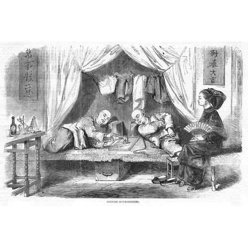 CHINA Chinese Opium Smokers - Antique Print 1858