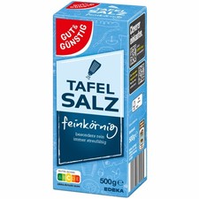 Gut&G&uuml;nstig Tafelsalz feink&ouml;rnig leicht l&ouml;slich 500g Packung