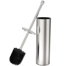 Toilet Brush and Holder Set, Toilet Bowl Brush for Bathroom with Brushed Nickel