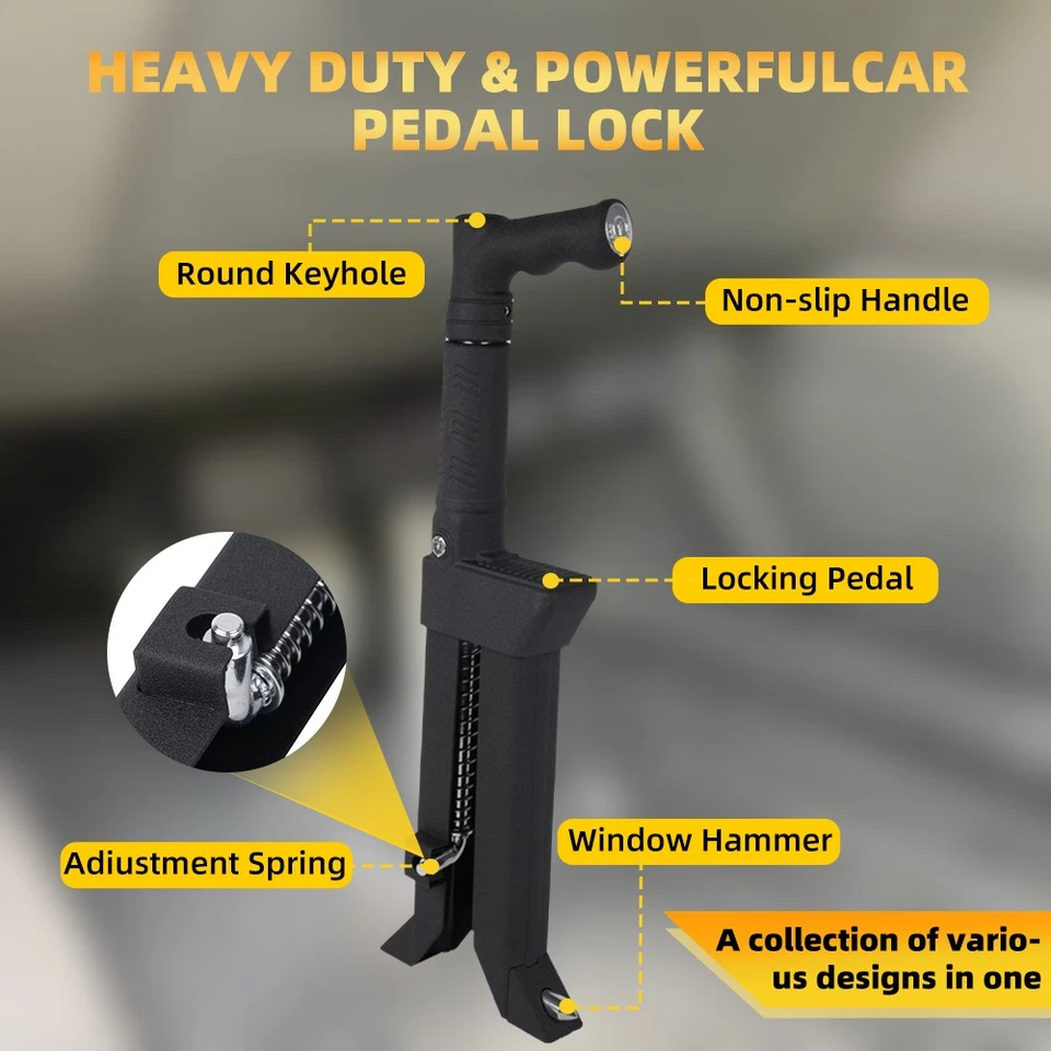 Multi-Function Car Safety Lock Brake Pedal Anti-Theft Device Clutch Lock +3 Keys Foto 3 de 4