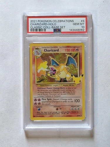 PSA 10 Charizard Celebrations Classic 4/102 Holo Base Set Pokemon Card 2021