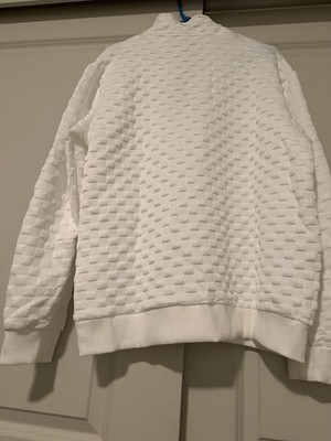 Best Classic Men's 2XL Geometric Mock Neck Half Zip Sweatshirt White